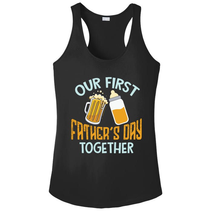 Our First Father's Day Together Dad And Son Daughter Ladies PosiCharge Competitor Racerback Tank