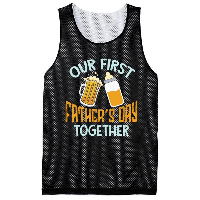 Our First Father's Day Together Dad And Son Daughter Mesh Reversible Basketball Jersey Tank