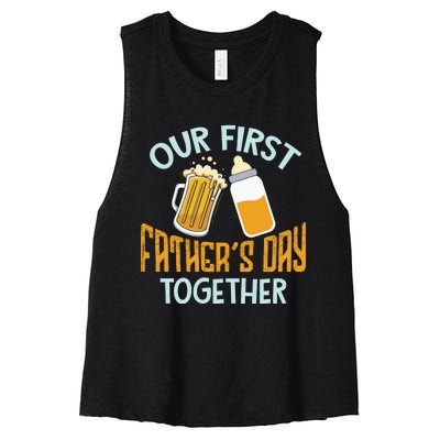 Our First Father's Day Together Dad And Son Daughter Women's Racerback Cropped Tank