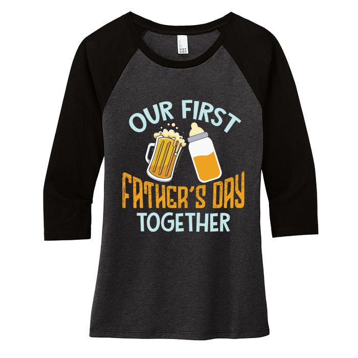 Our First Father's Day Together Dad And Son Daughter Women's Tri-Blend 3/4-Sleeve Raglan Shirt