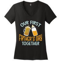 Our First Father's Day Together Dad And Son Daughter Women's V-Neck T-Shirt