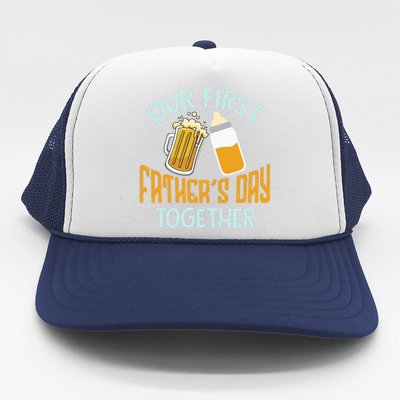 Our First Father's Day Together Dad And Son Daughter Trucker Hat