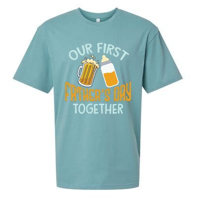 Our First Father's Day Together Dad And Son Daughter Sueded Cloud Jersey T-Shirt