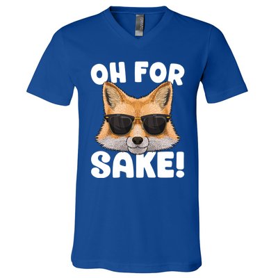 Oh For Fox Sake Funny Cute Fox Pun Dont Care Sarcastic Funny Gift V-Neck T-Shirt