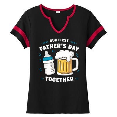 Our First FatherS Day Together Dad & Son Daughter Dad Humor Funny Dad Proud Dad Ladies Halftime Notch Neck Tee