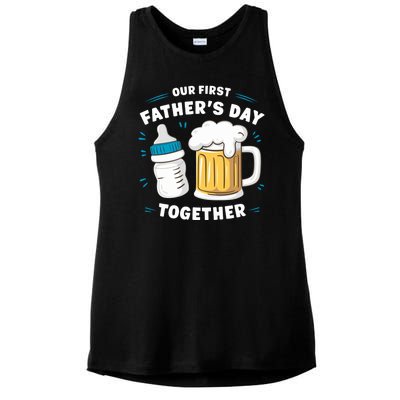 Our First FatherS Day Together Dad & Son Daughter Dad Humor Funny Dad Proud Dad Ladies PosiCharge Tri-Blend Wicking Tank