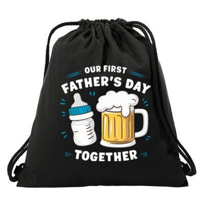 Our First FatherS Day Together Dad & Son Daughter Dad Humor Funny Dad Proud Dad Drawstring Bag