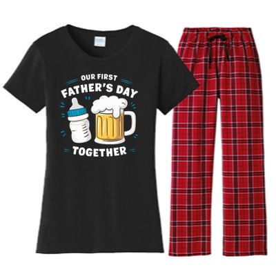 Our First FatherS Day Together Dad & Son Daughter Dad Humor Funny Dad Proud Dad Women's Flannel Pajama Set