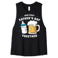 Our First FatherS Day Together Dad & Son Daughter Dad Humor Funny Dad Proud Dad Women's Racerback Cropped Tank