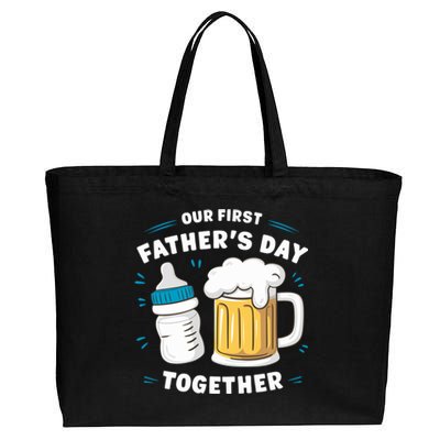 Our First FatherS Day Together Dad & Son Daughter Dad Humor Funny Dad Proud Dad Cotton Canvas Jumbo Tote