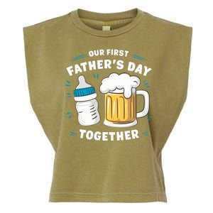 Our First FatherS Day Together Dad & Son Daughter Dad Humor Funny Dad Proud Dad Garment-Dyed Women's Muscle Tee