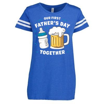 Our First FatherS Day Together Dad & Son Daughter Dad Humor Funny Dad Proud Dad Enza Ladies Jersey Football T-Shirt