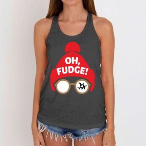 Oh Fudge Funny Christmas Saying Xmas Women's Knotted Racerback Tank