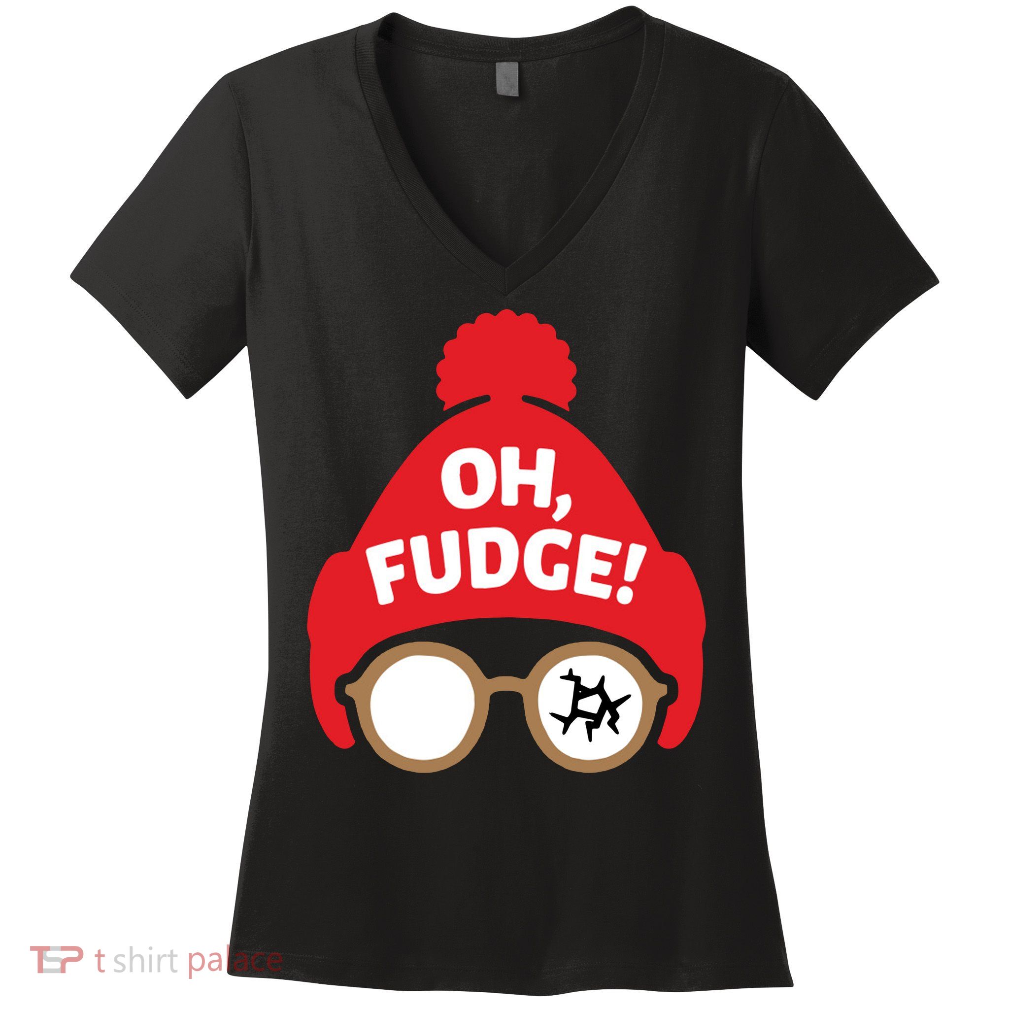 Oh Fudge Funny Christmas Saying Xmas Women's V-Neck T-Shirt