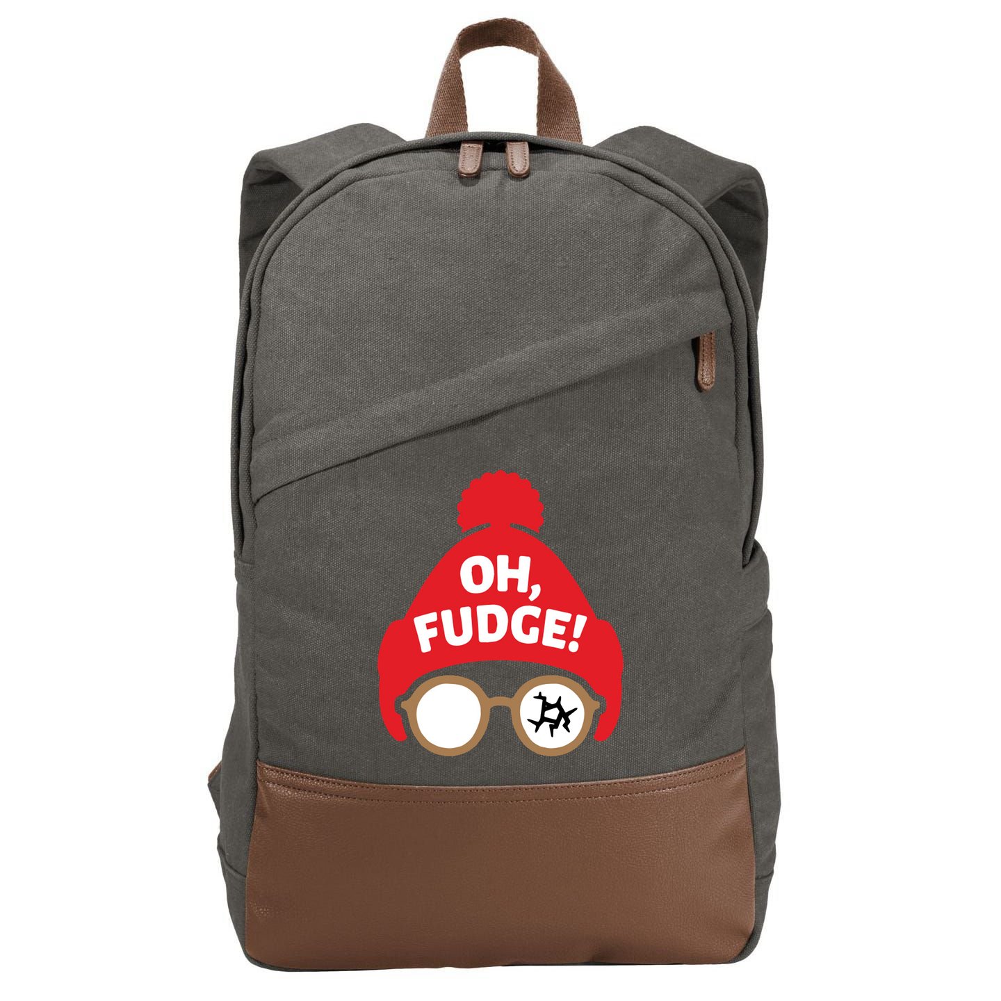 Oh Fudge Funny Christmas Saying Xmas Cotton Canvas Backpack