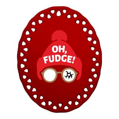 Oh Fudge Funny Christmas Saying Xmas Ceramic Oval Ornament