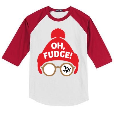 Oh Fudge Funny Christmas Saying Xmas Kids Colorblock Raglan Jersey