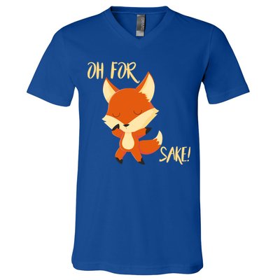 Oh For Fox Sake Funny Fox Pun Lover Gift V-Neck T-Shirt