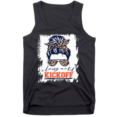 Orange Football Fan Women Classy Until Kickoff Messy Bun Tank Top