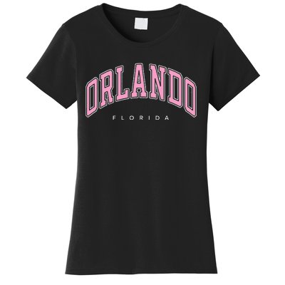 Orlando Florida FL Varsity Pink Text Women's T-Shirt