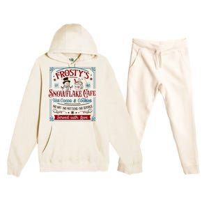 Old Fashioned FrostyS Snowflake Cafe Coffee Lovers Xmas Premium Hooded Sweatsuit Set