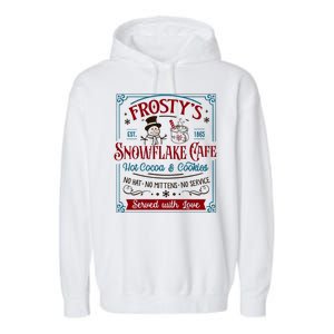 Old Fashioned FrostyS Snowflake Cafe Coffee Lovers Xmas Garment-Dyed Fleece Hoodie