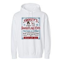 Old Fashioned FrostyS Snowflake Cafe Coffee Lovers Xmas Garment-Dyed Fleece Hoodie