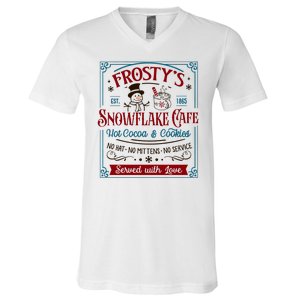 Old Fashioned FrostyS Snowflake Cafe Coffee Lovers Xmas V-Neck T-Shirt