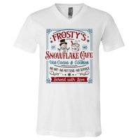 Old Fashioned FrostyS Snowflake Cafe Coffee Lovers Xmas V-Neck T-Shirt