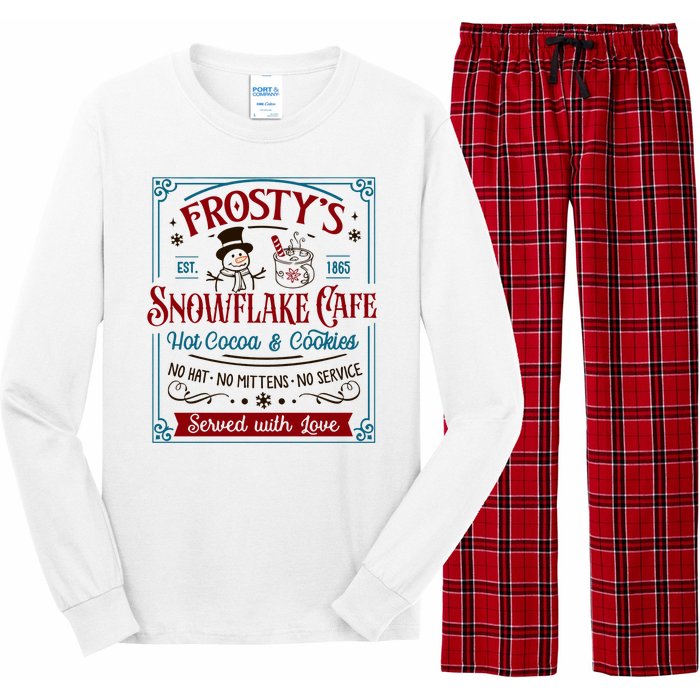 Old Fashioned FrostyS Snowflake Cafe Coffee Lovers Xmas Long Sleeve Pajama Set