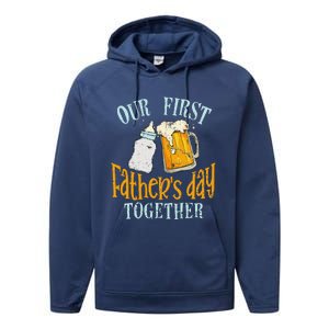 Our First Fathers Day Together Dad And Son Daughter Performance Fleece Hoodie