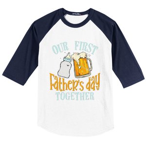 Our First Fathers Day Together Dad And Son Daughter Baseball Sleeve Shirt