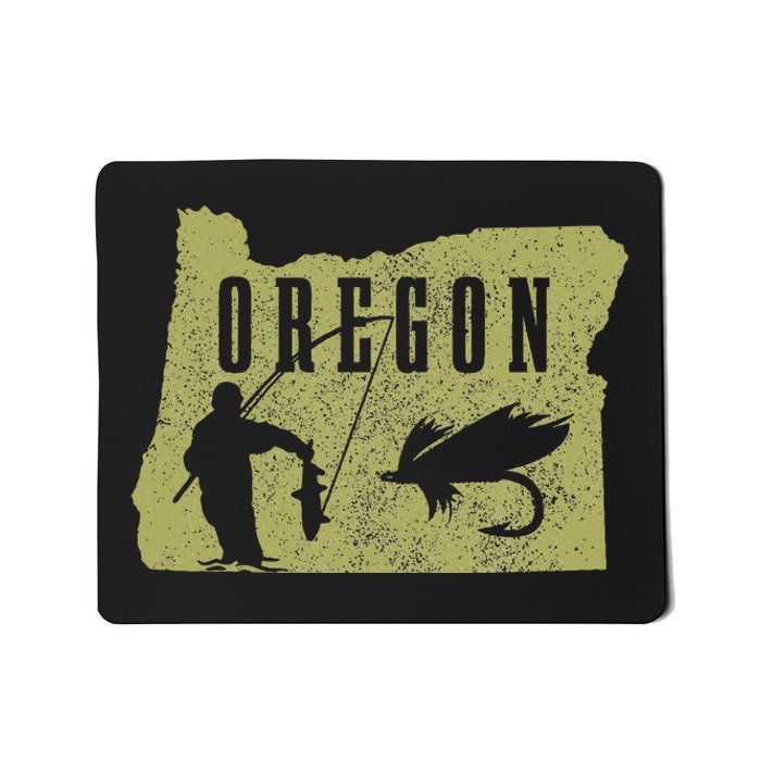 Oregon Fly Fishing Vintage State Map Fish Trout Fisherman Mousepad