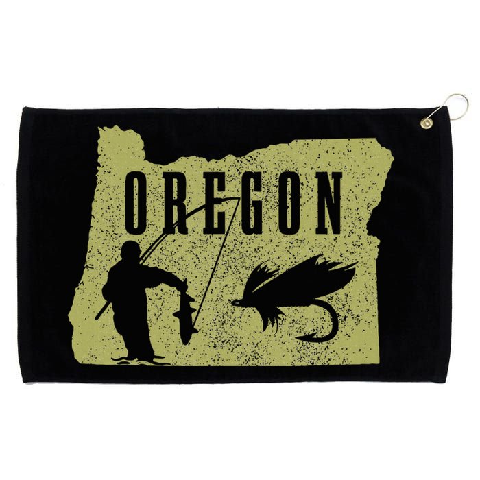 Oregon Fly Fishing Vintage State Map Fish Trout Fisherman Grommeted Golf Towel