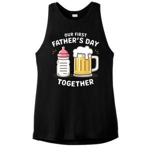 Our First FatherS Day Together Dad And Daughter Dad Humor Funny Dad Proud Dad Ladies PosiCharge Tri-Blend Wicking Tank