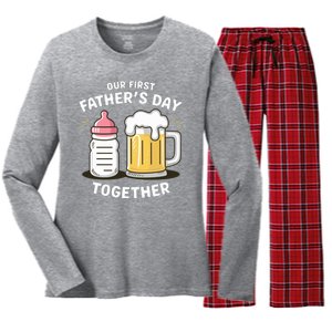 Our First FatherS Day Together Dad And Daughter Dad Humor Funny Dad Proud Dad Women's Long Sleeve Flannel Pajama Set 