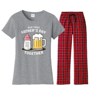 Our First FatherS Day Together Dad And Daughter Dad Humor Funny Dad Proud Dad Women's Flannel Pajama Set