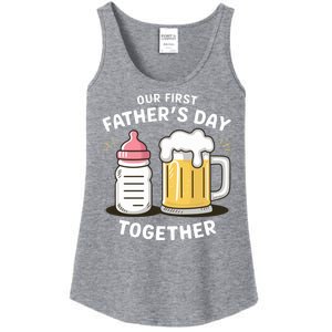 Our First FatherS Day Together Dad And Daughter Dad Humor Funny Dad Proud Dad Ladies Essential Tank