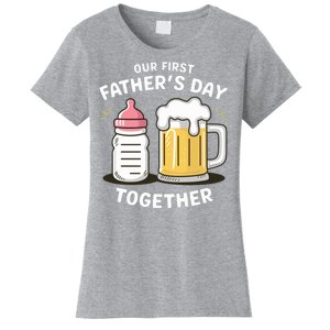 Our First FatherS Day Together Dad And Daughter Dad Humor Funny Dad Proud Dad Women's T-Shirt