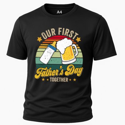 Our First Fathers Day Together Vintage New Dad Matching Performance Shirt