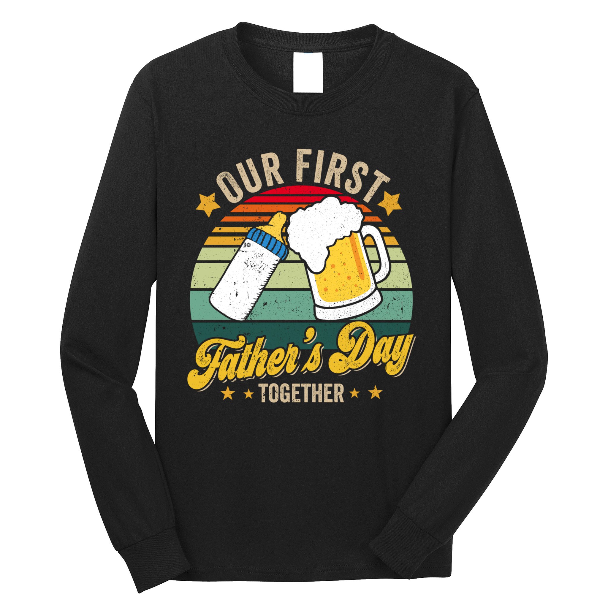 Our First Fathers Day Together Vintage New Dad Matching Long Sleeve Shirt