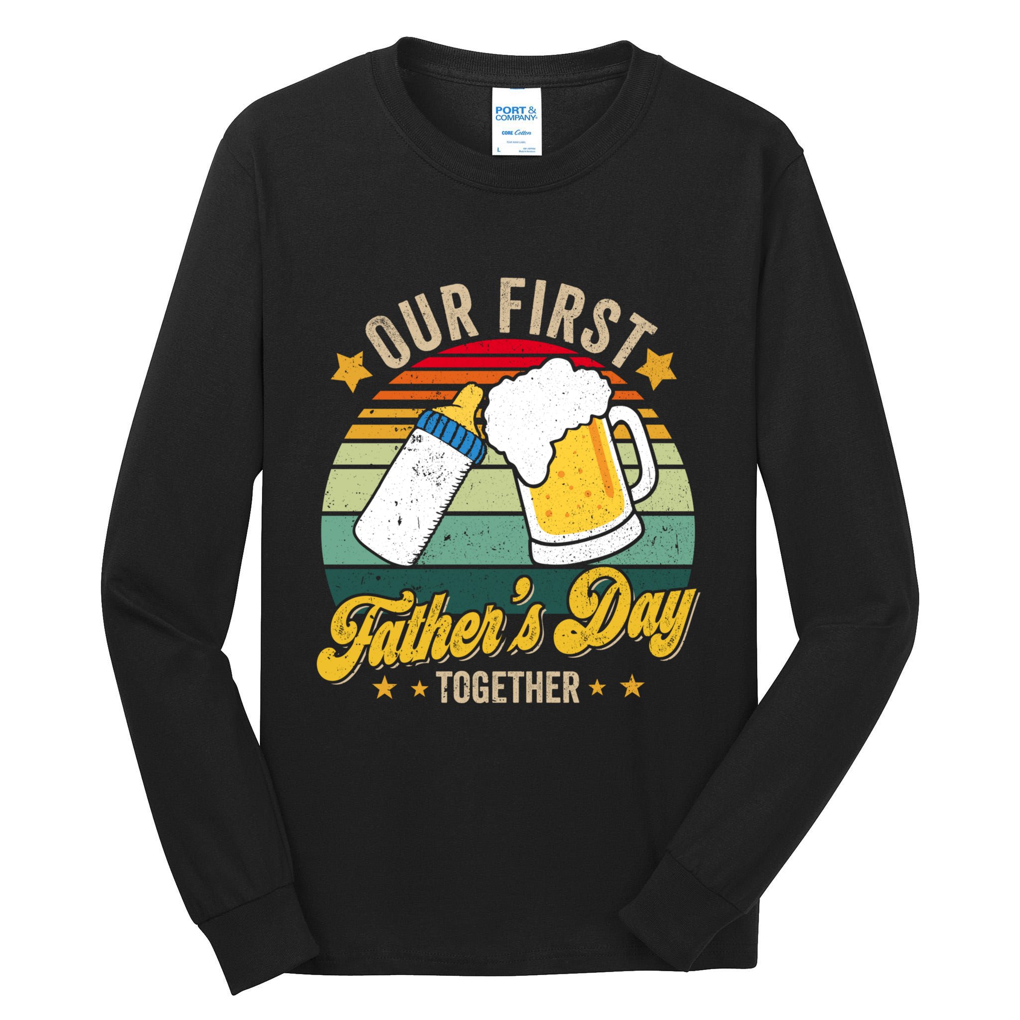 Our First Fathers Day Together Vintage New Dad Matching Tall Long Sleeve T-Shirt
