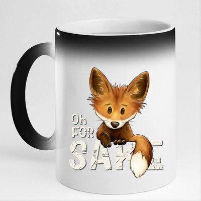 Oh For Fox Sake Funny Swearing Fox Pun Funny Gift 11oz Black Color Changing Mug