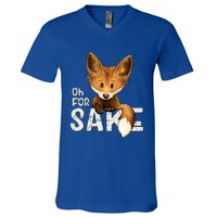 Oh For Fox Sake Funny Swearing Fox Pun Funny Gift V-Neck T-Shirt