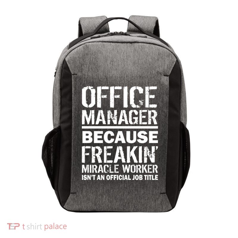 Office Manager Miracle Worker Job Title Vector Backpack