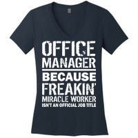 Office Manager Miracle Worker Job Title Women's V-Neck T-Shirt