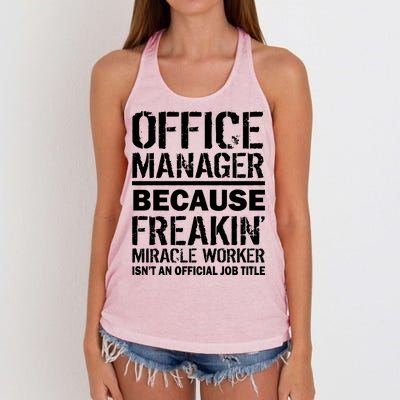 Office Manager Miracle Worker Job Title Women's Knotted Racerback Tank