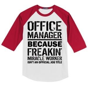 Office Manager Miracle Worker Job Title Kids Colorblock Raglan Jersey