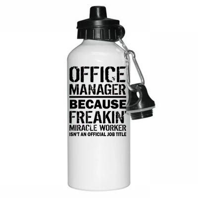 Office Manager Miracle Worker Job Title Aluminum Water Bottle