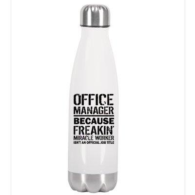 Office Manager Miracle Worker Job Title Stainless Steel Insulated Water Bottle